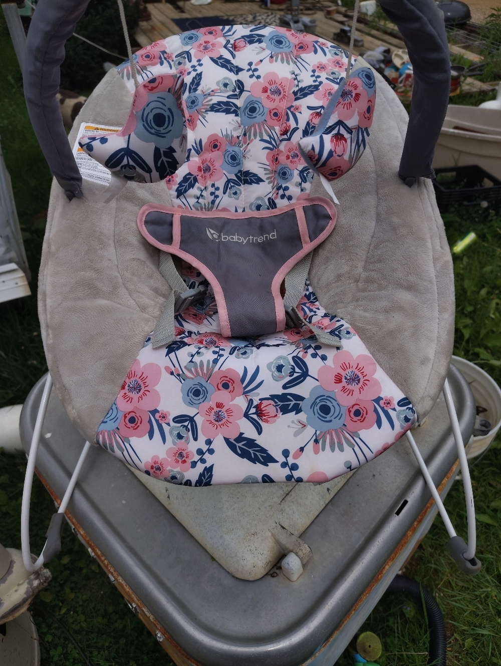 Smart Set Pink and Blue Floral Baby Swing Seat Cover